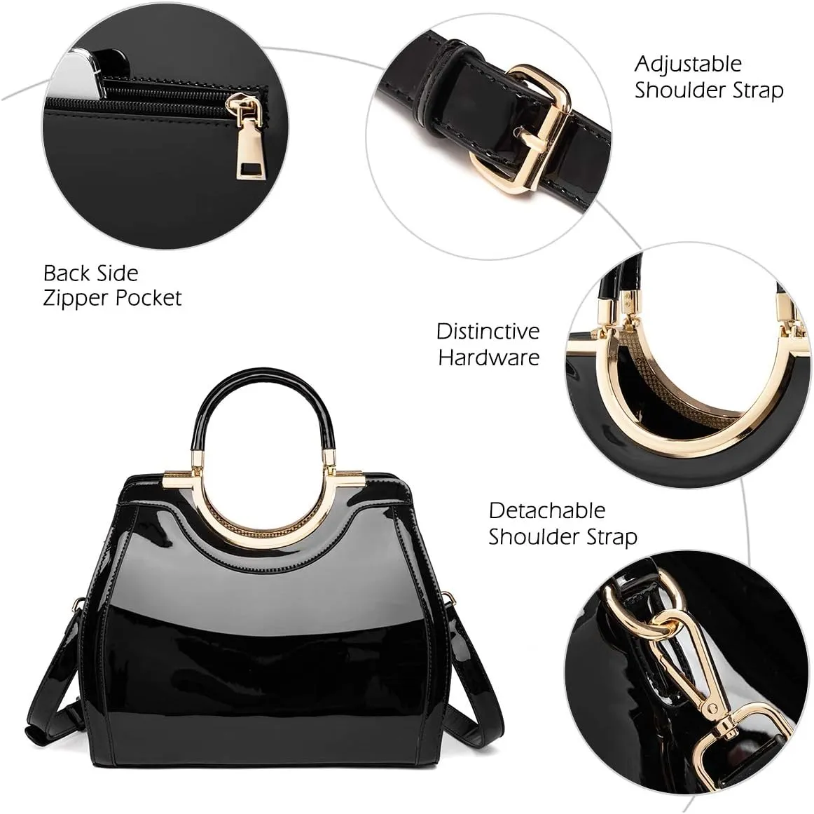 LJOSEIND Women’s Handbags Designer Purses Satchel Totes Structured Shoulder Bags
