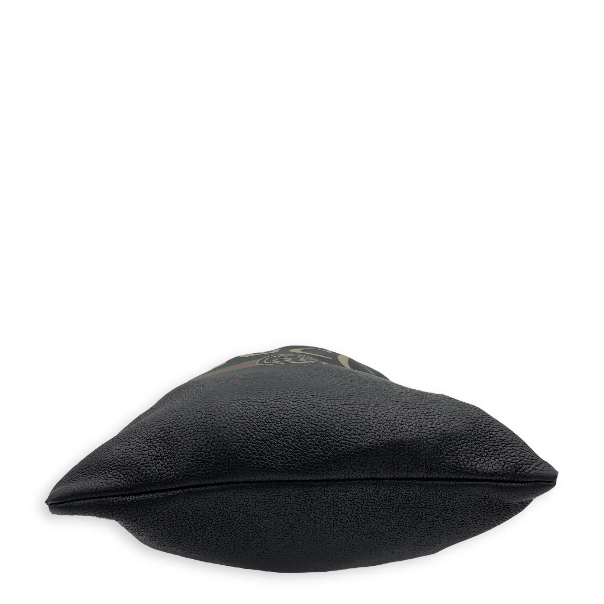 Logo Black Drawstring Backpack in Calfskin