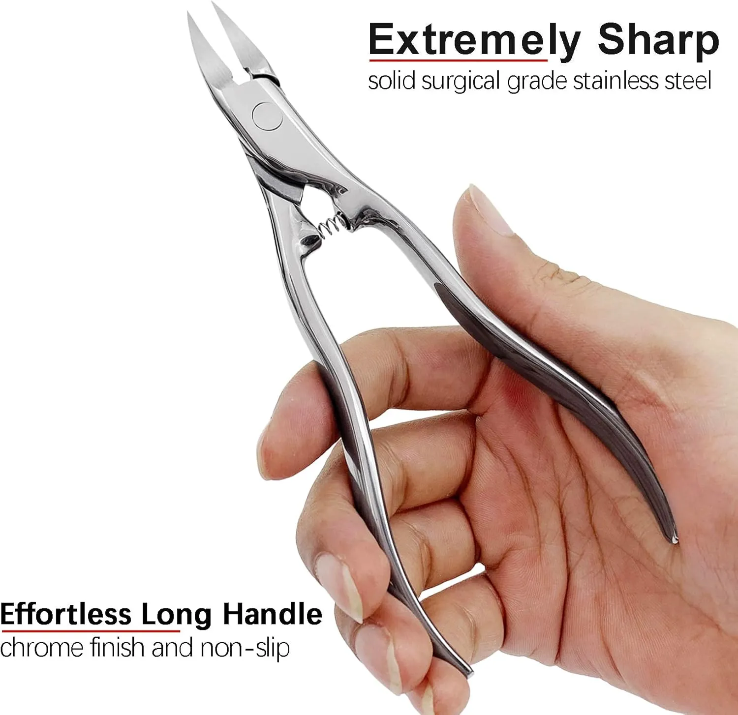 Long Handle Toenail Clippers for Thick Toenails for Seniors, Heavy Duty Large Ergonomic Ingrown Toe Nail Clippers for Men, 3pcs Set with Leather Case (JCCT3PS)