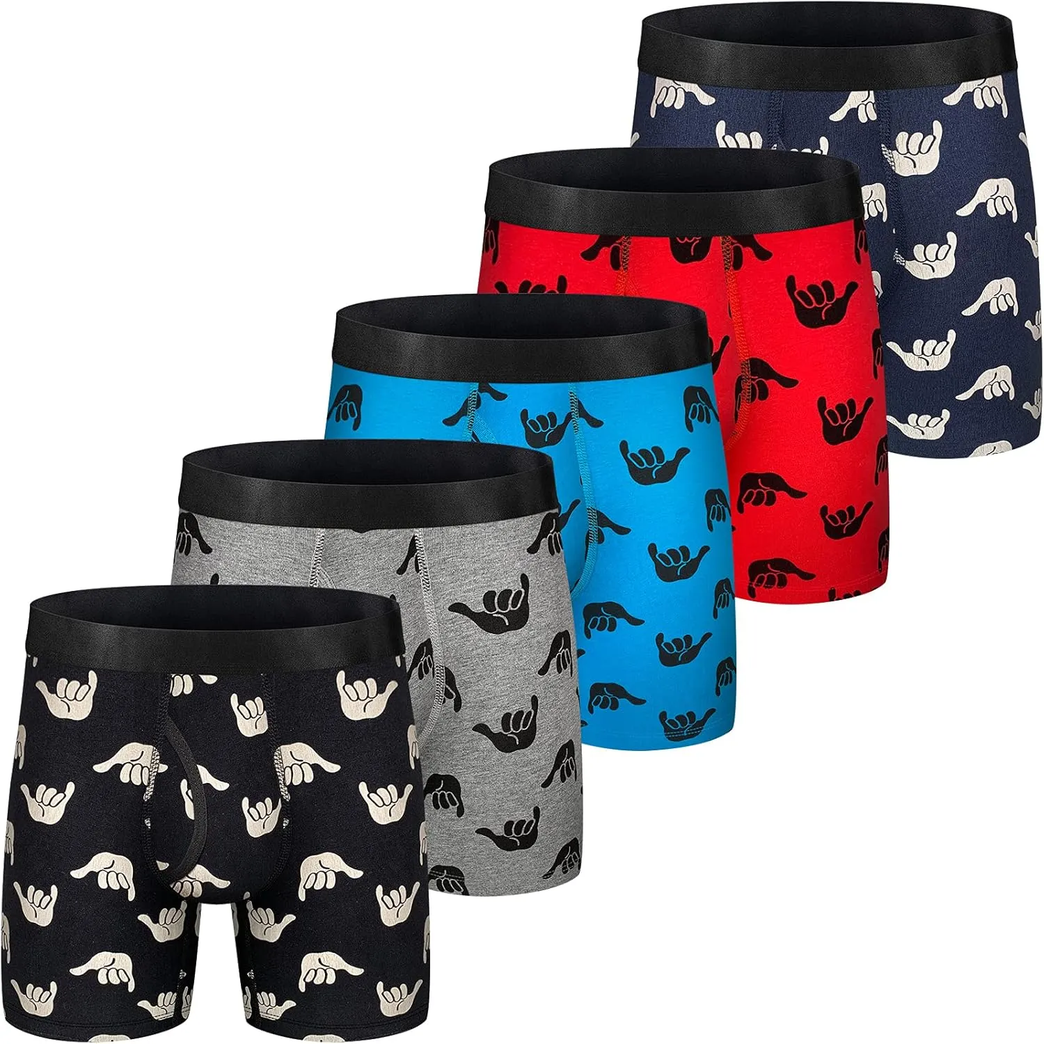 longfor Mens Boxer Briefs Cotton Underwear Comfy Breathable Tagless No Ride-up 6’’ Regular Leg Boxer Briefs with Fly Pack