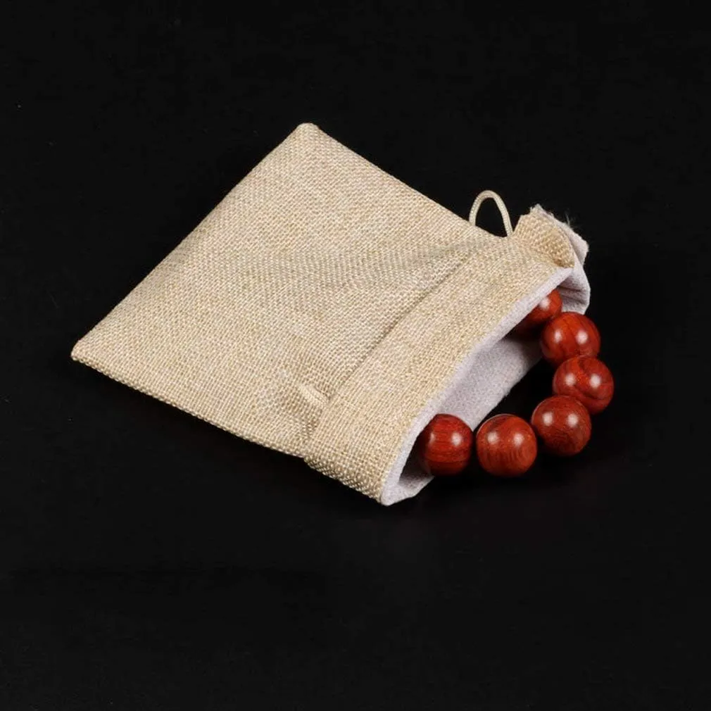 Lot of 50 Burlap Bags with Drawstring Gift Bags Jewelry Pouches Sacks for Wedding Party and DIY Craft, 5 x 3.5 Inches