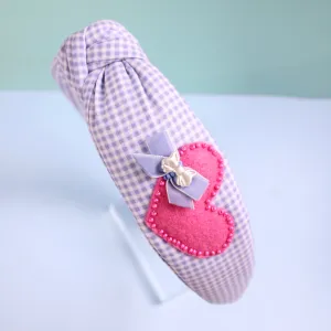 LOVELY BLUE GINGHAM Beaded  Headband Headband