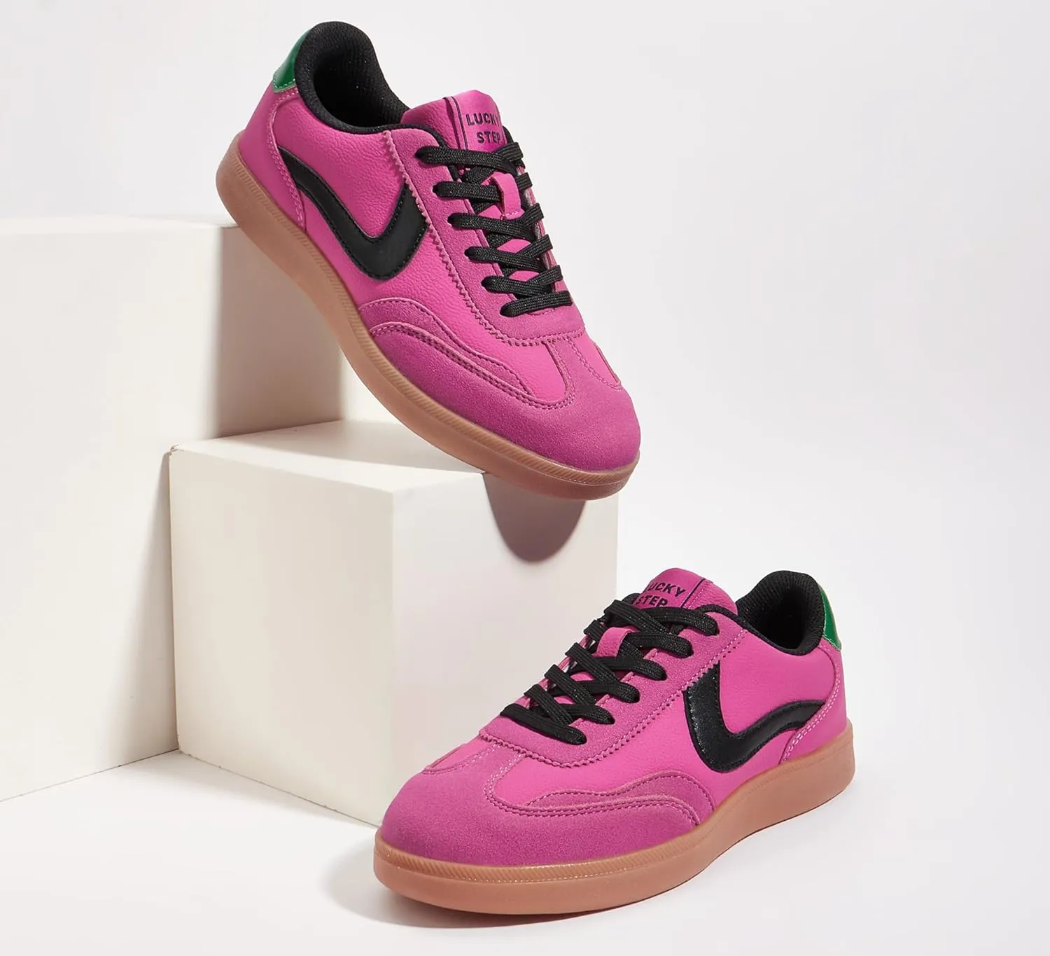 LUCKY STEP Women's Retro Fashion Sneakers Classic Casual Walking Shoes Non Slip Comfort Skate Shoes
