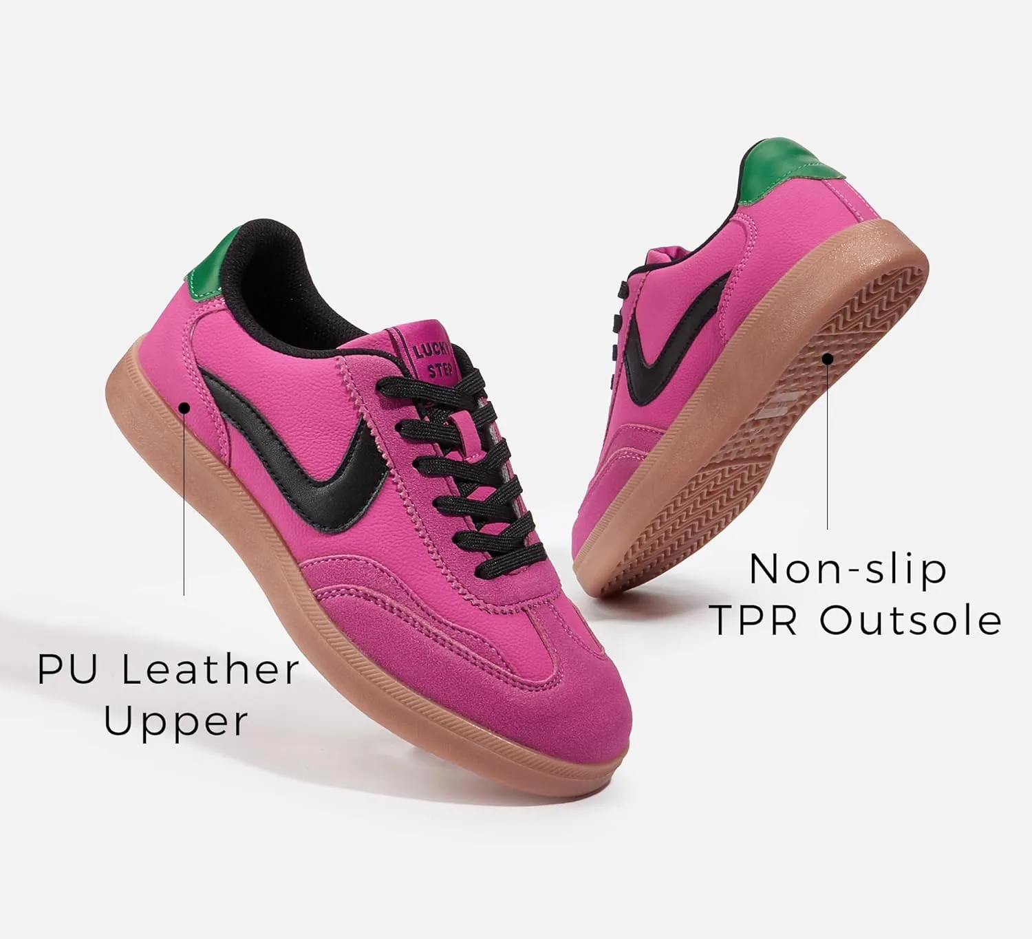 LUCKY STEP Women's Retro Fashion Sneakers Classic Casual Walking Shoes Non Slip Comfort Skate Shoes