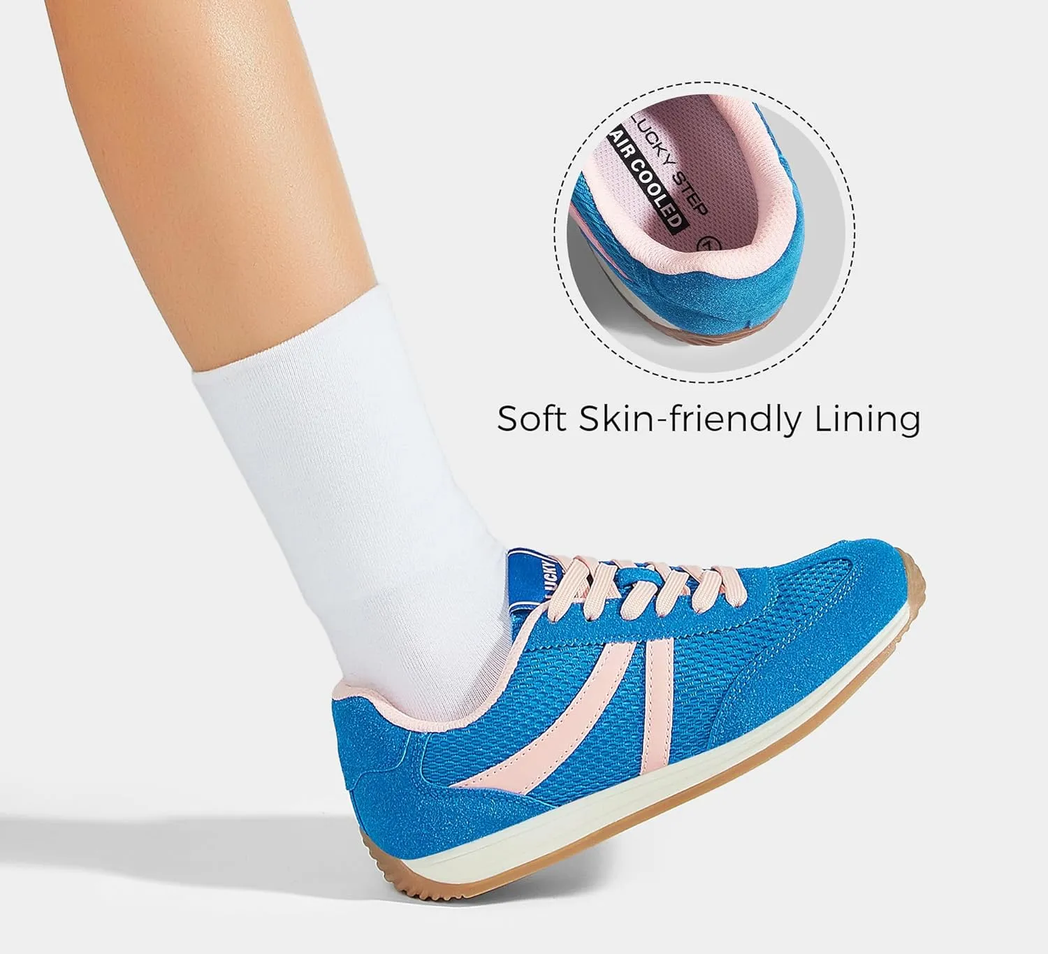 LUCKY STEP Women's Retro Fashion Sneakers Non Slip Comfortable Casual Running Shoes Breathable Classic Walking Trainers