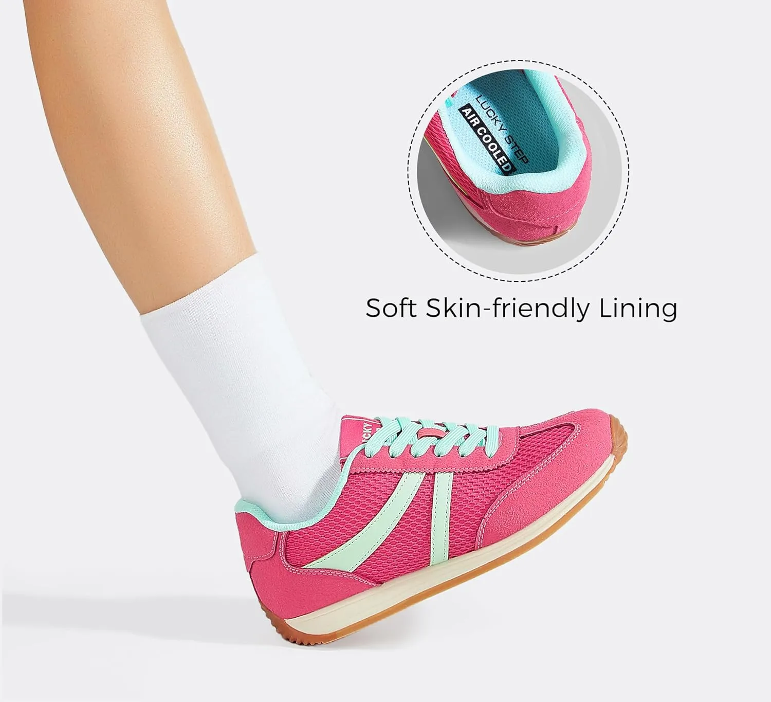 LUCKY STEP Women's Retro Fashion Sneakers Non Slip Comfortable Casual Running Shoes Breathable Classic Walking Trainers