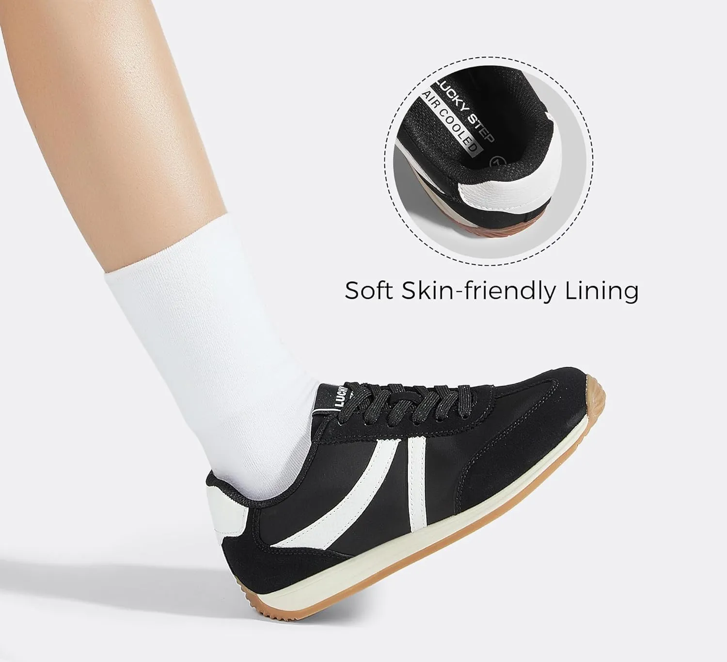 LUCKY STEP Women's Retro Fashion Sneakers Non Slip Comfortable Casual Running Shoes Breathable Classic Walking Trainers