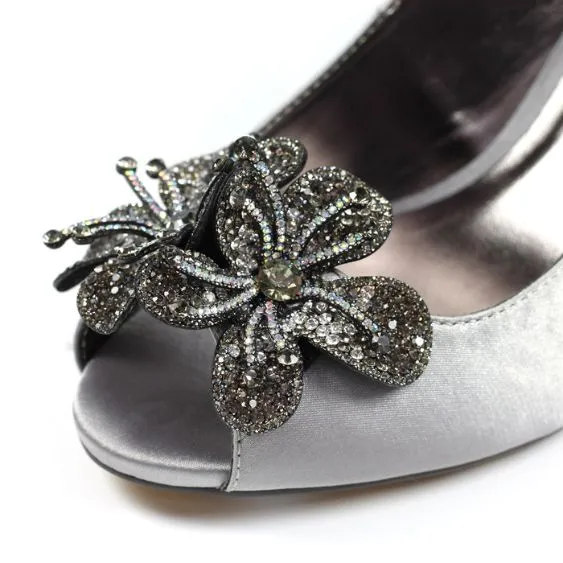 Lunar Ankara Grey Peep Toe Sling Back