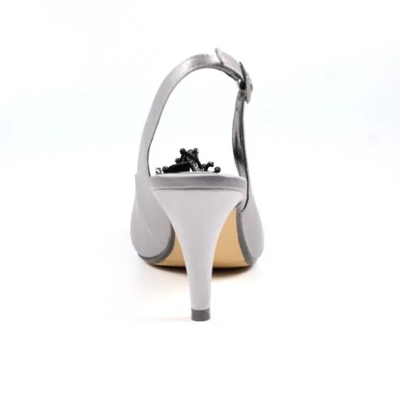Lunar Ankara Grey Peep Toe Sling Back