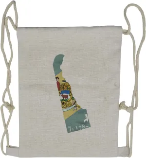 Lunarable Delaware Drawstring Backpack, Small Wonder Map and Flag, Sackpack Bag