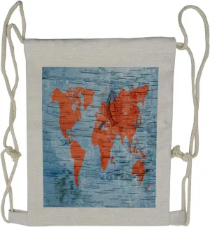 Lunarable Holiday Drawstring Backpack, Voyager World Map Lands, Sackpack Bag
