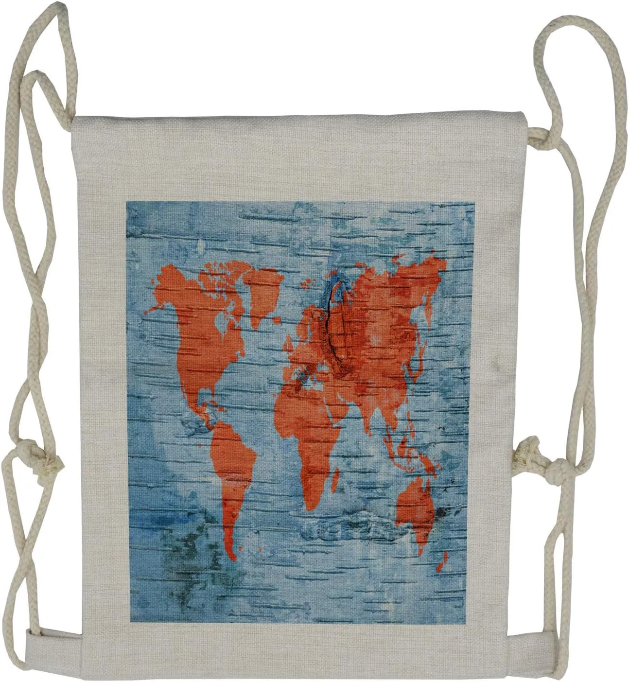 Lunarable Holiday Drawstring Backpack, Voyager World Map Lands, Sackpack Bag