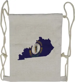 Lunarable Kentucky Drawstring Backpack, Bluegrass State Map Flag, Sackpack Bag