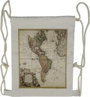 Lunarable Map Print Drawstring Backpack, Old European Map Design, Sackpack Bag