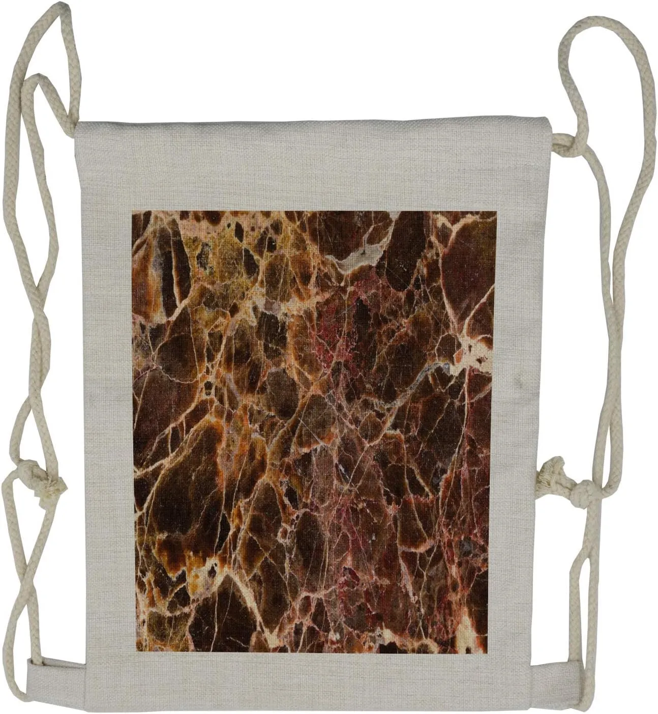 Lunarable Marble Drawstring Backpack, Earthen Toned Stripes, Sackpack Bag