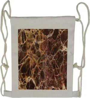 Lunarable Marble Drawstring Backpack, Earthen Toned Stripes, Sackpack Bag