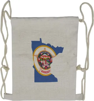 Lunarable Minnesota Drawstring Backpack, North Star State Map Flag, Sackpack Bag