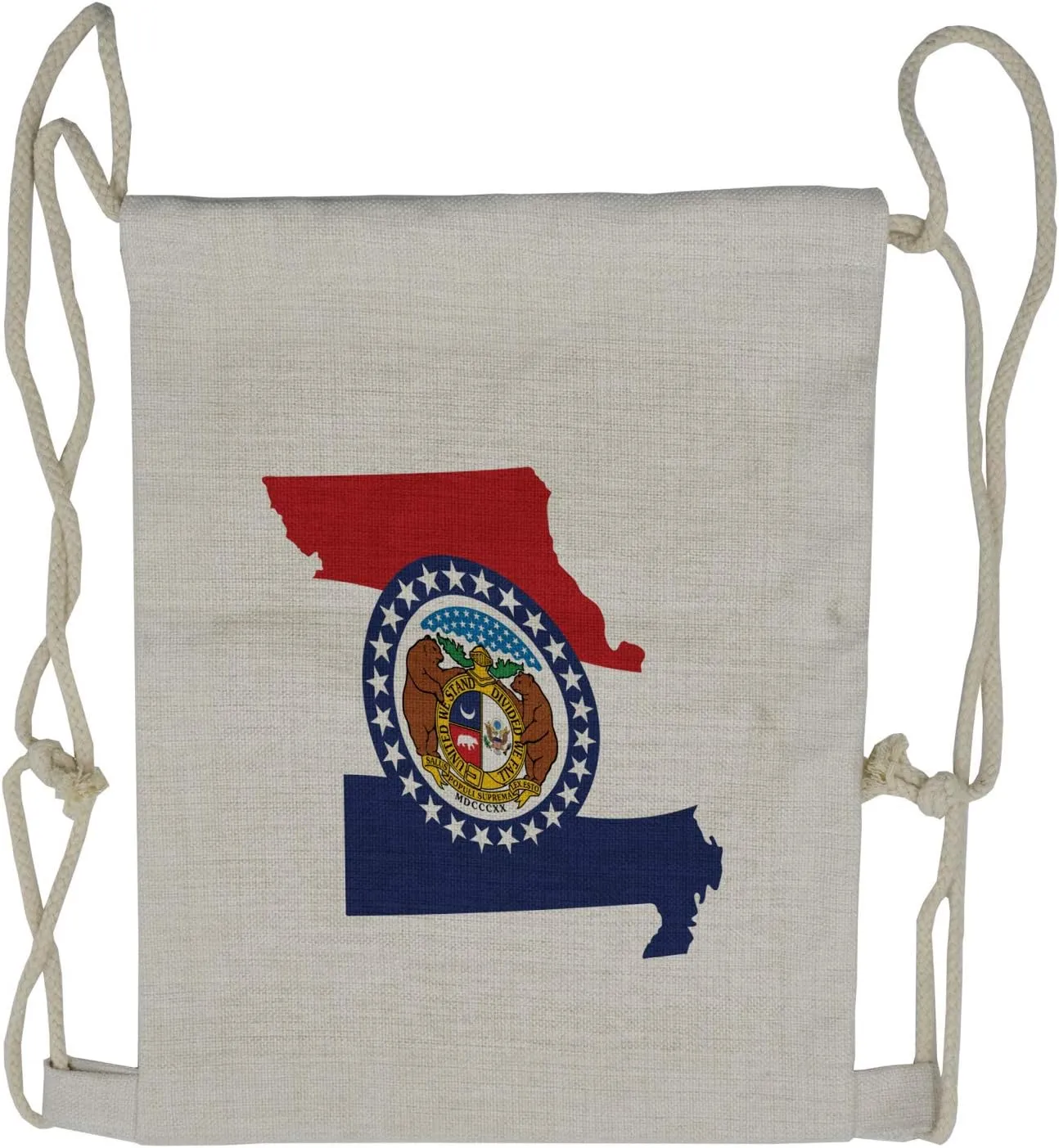 Lunarable Missouri Drawstring Backpack, Show Me State Map Flag, Sackpack Bag