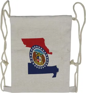 Lunarable Missouri Drawstring Backpack, Show Me State Map Flag, Sackpack Bag