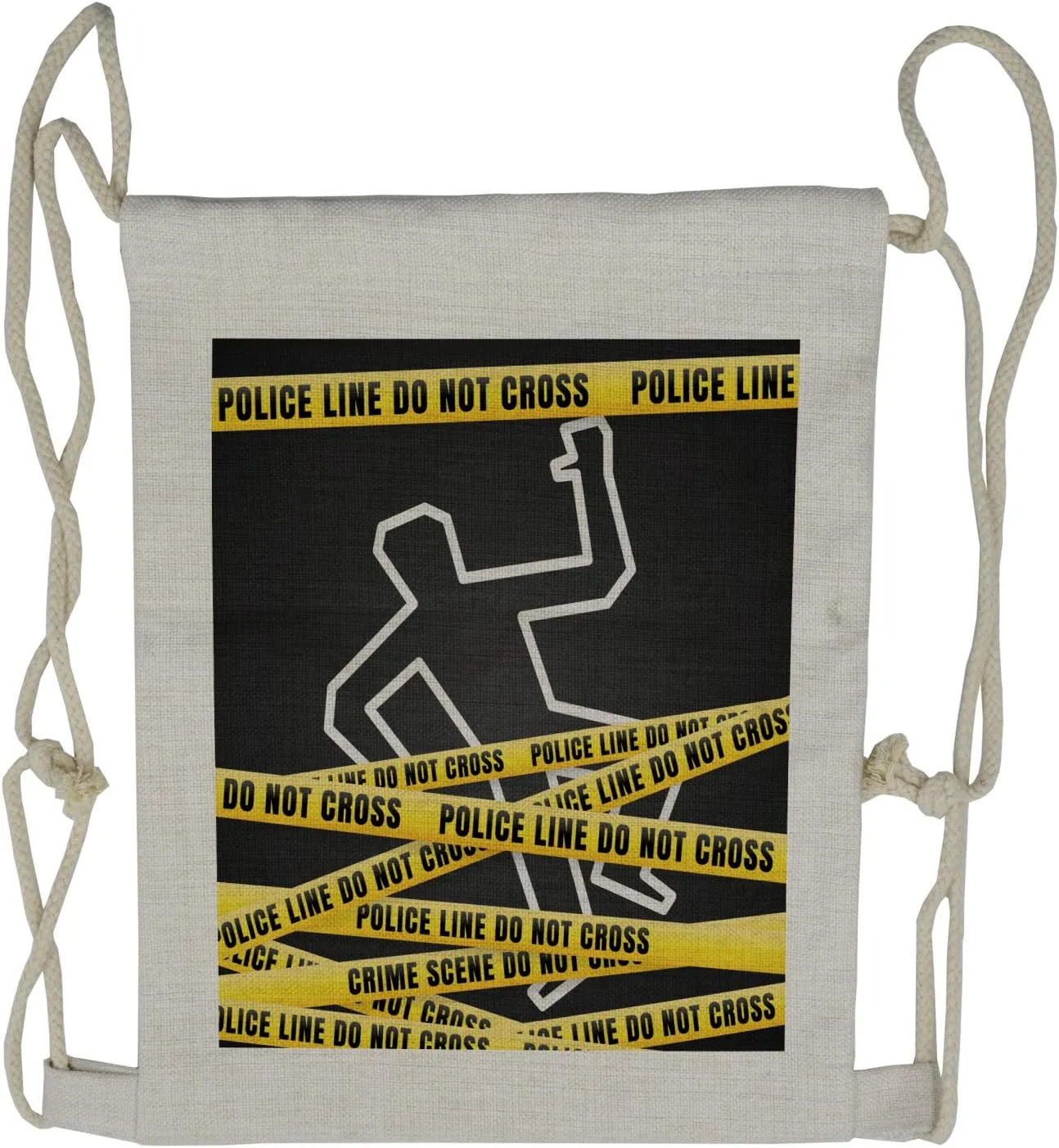 Lunarable Police Scene Drawstring Backpack, Chalk Outline Party, Sackpack Bag