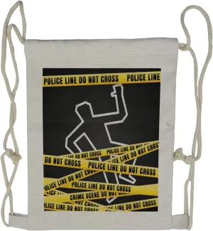 Lunarable Police Scene Drawstring Backpack, Chalk Outline Party, Sackpack Bag