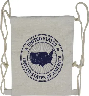 Lunarable USA Map Drawstring Backpack, Federal National, Sackpack Bag