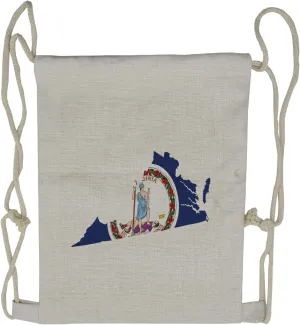 Lunarable Virginia Drawstring Backpack, Old Dominion Map and Flag, Sackpack Bag