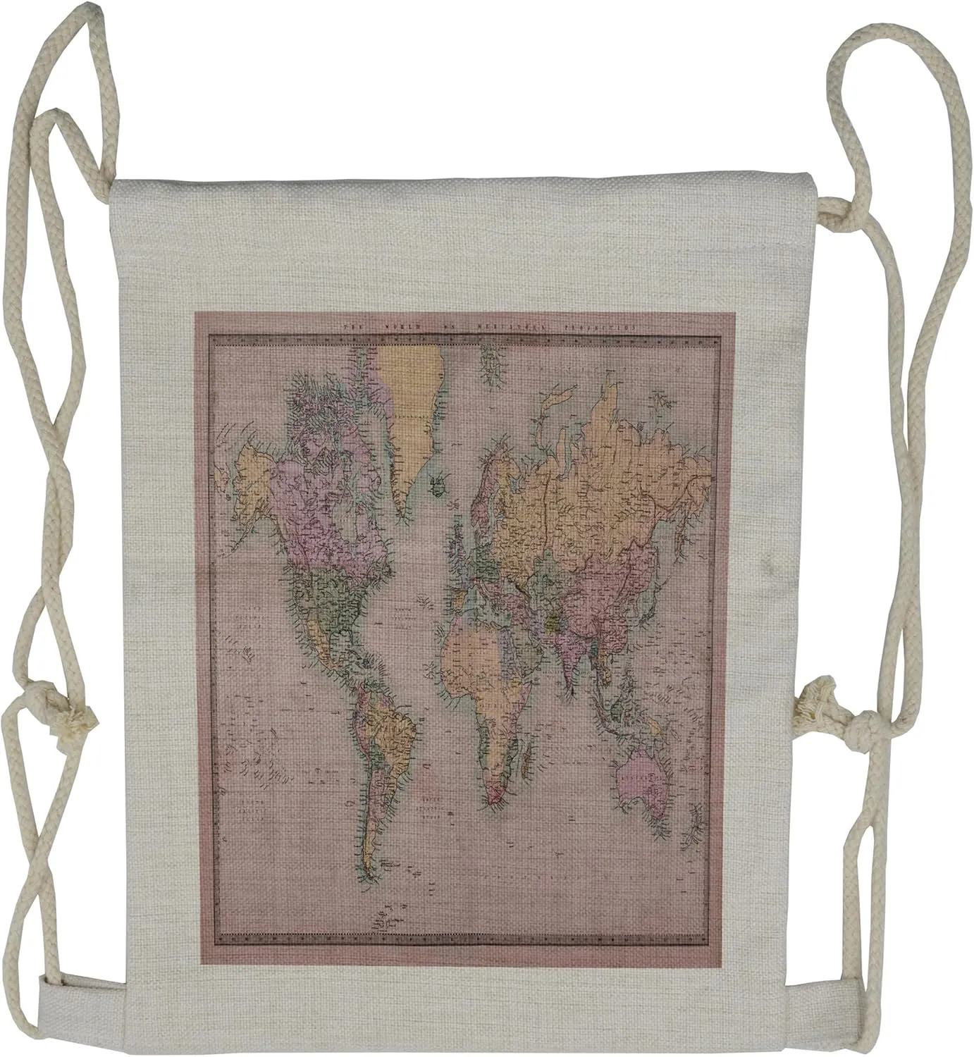 Lunarable World Map Drawstring Backpack, Antique Chart Old Empires, Sackpack Bag