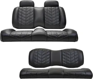 MADJAX Aviator Golf Cart Cushion Kit Compatible with Club Car Precedent, Tempo & Onward Models | Front & Rear Premium Seat Back & Bottom Assemblies | Black