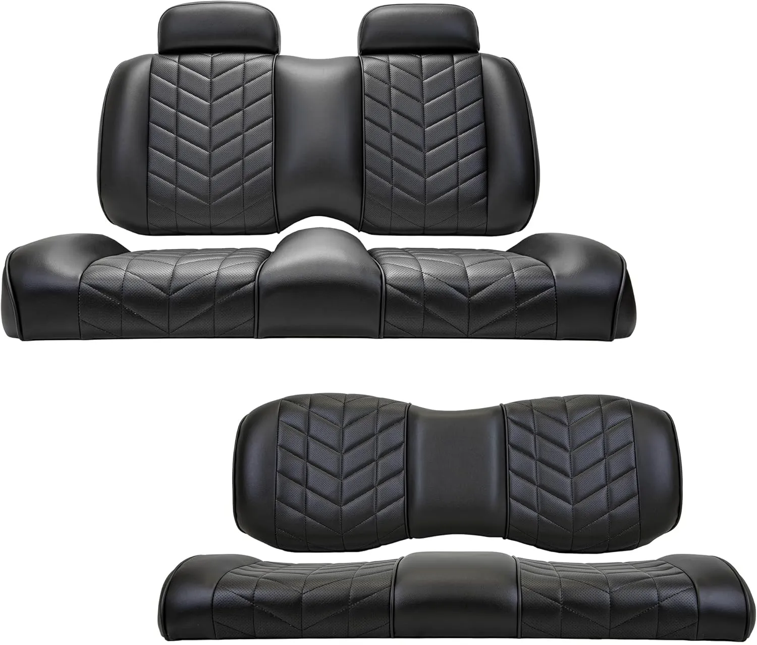MADJAX Aviator Golf Cart Cushion Kit Compatible with Yamaha Drive2 (2017-Up) Models | Front & Rear Premium Seat Back & Bottom Assemblies | Black