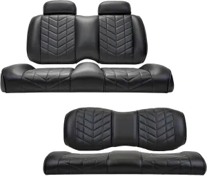 MADJAX Aviator Golf Cart Cushion Kit Compatible with Yamaha Drive2 (2017-Up) Models | Front & Rear Premium Seat Back & Bottom Assemblies | Black