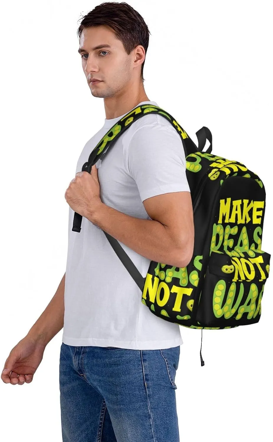 Make Pears Not War Backpack Casual Laptop Backpack Large Capacity Double Shoulder Bag Travel Daypack For Women Men