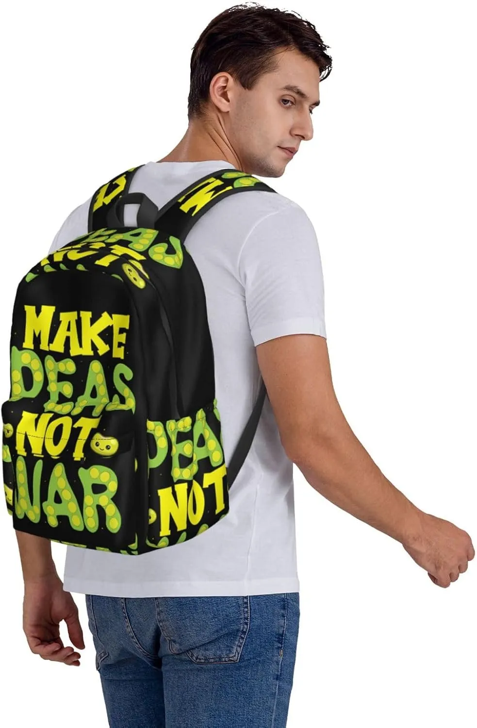 Make Pears Not War Backpack Casual Laptop Backpack Large Capacity Double Shoulder Bag Travel Daypack For Women Men