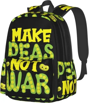 Make Pears Not War Backpack Casual Laptop Backpack Large Capacity Double Shoulder Bag Travel Daypack For Women Men