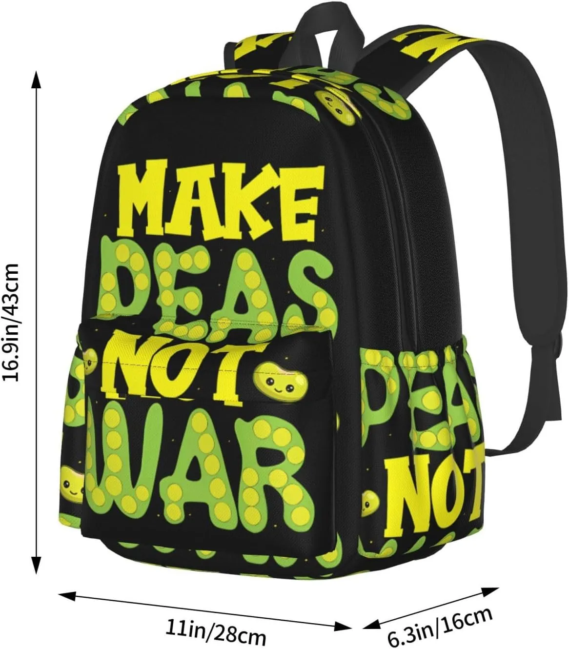 Make Pears Not War Backpack Casual Laptop Backpack Large Capacity Double Shoulder Bag Travel Daypack For Women Men