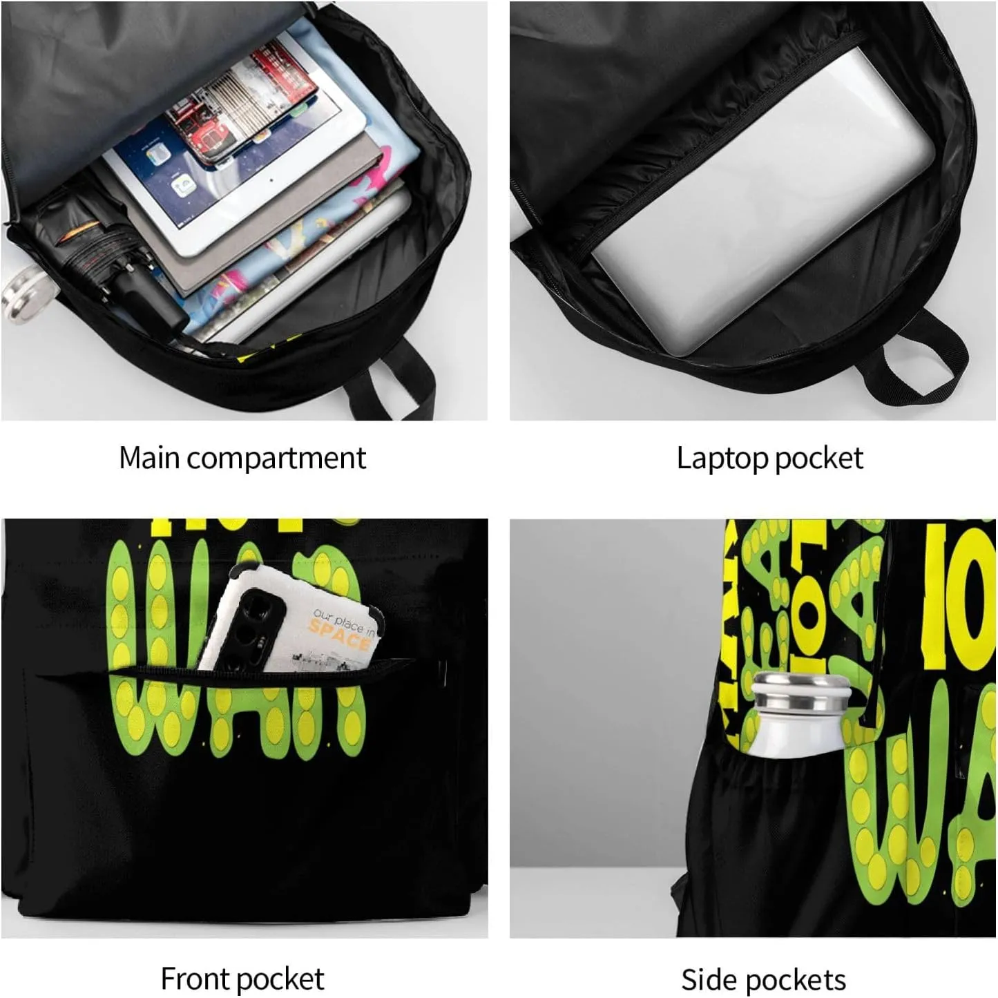 Make Pears Not War Backpack Casual Laptop Backpack Large Capacity Double Shoulder Bag Travel Daypack For Women Men