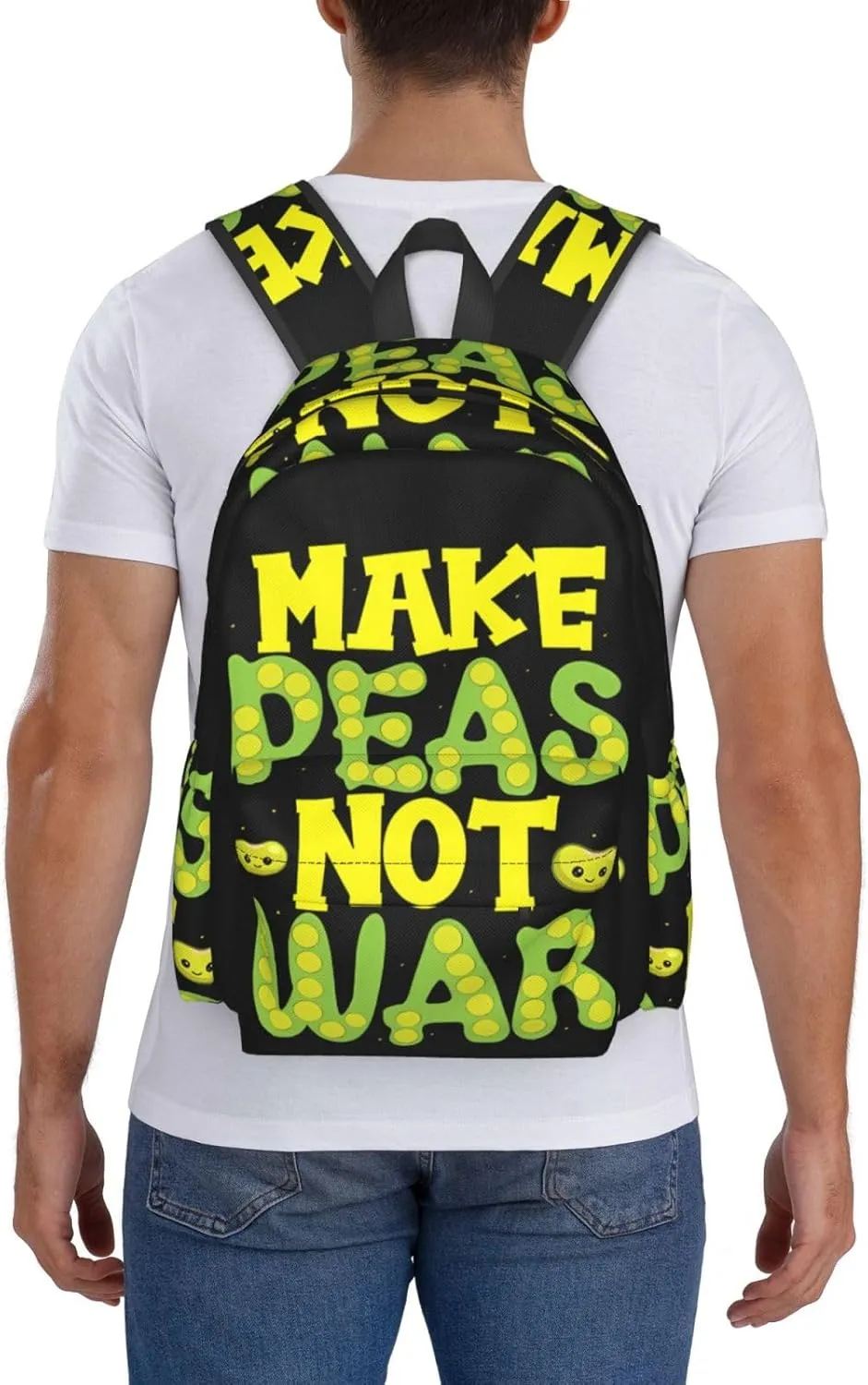 Make Pears Not War Backpack Casual Laptop Backpack Large Capacity Double Shoulder Bag Travel Daypack For Women Men