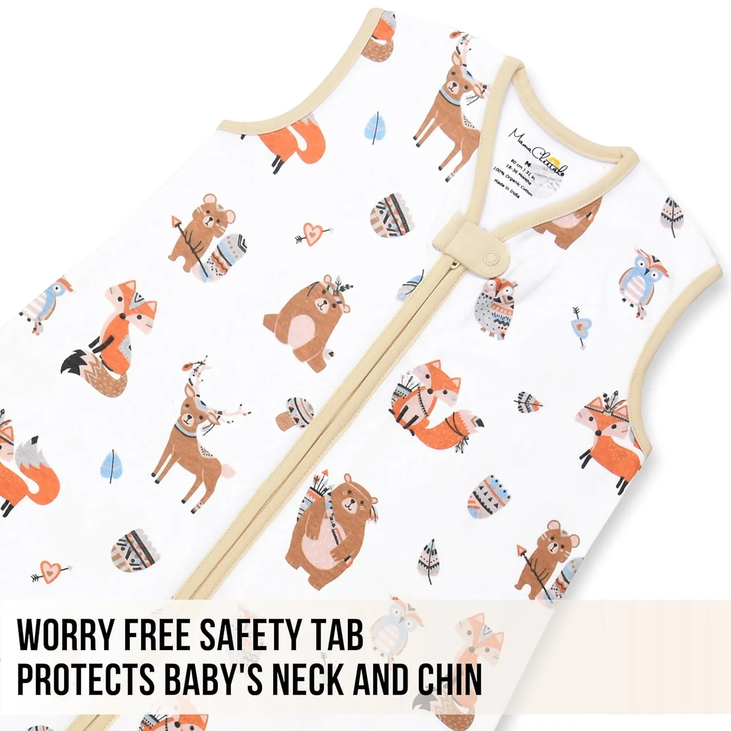 Mama Cheetah Toddler Sleep Sack with Feet 2T, 0.5 TOG Organic Cotton Baby Wearable Blankets with Legs, Baby Sleeping Bag for Walkers, Early Walker Medium