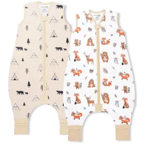 Mama Cheetah Toddler Sleep Sack with Feet 2T, 0.5 TOG Organic Cotton Baby Wearable Blankets with Legs, Baby Sleeping Bag for Walkers, Early Walker Medium