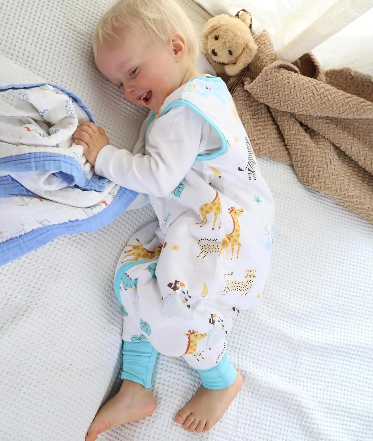 Mama Cheetah Toddler Sleep Sack with Feet 2T, 0.5 TOG Organic Cotton Baby Wearable Blankets with Legs, Baby Sleeping Bag for Walkers, Early Walker Medium