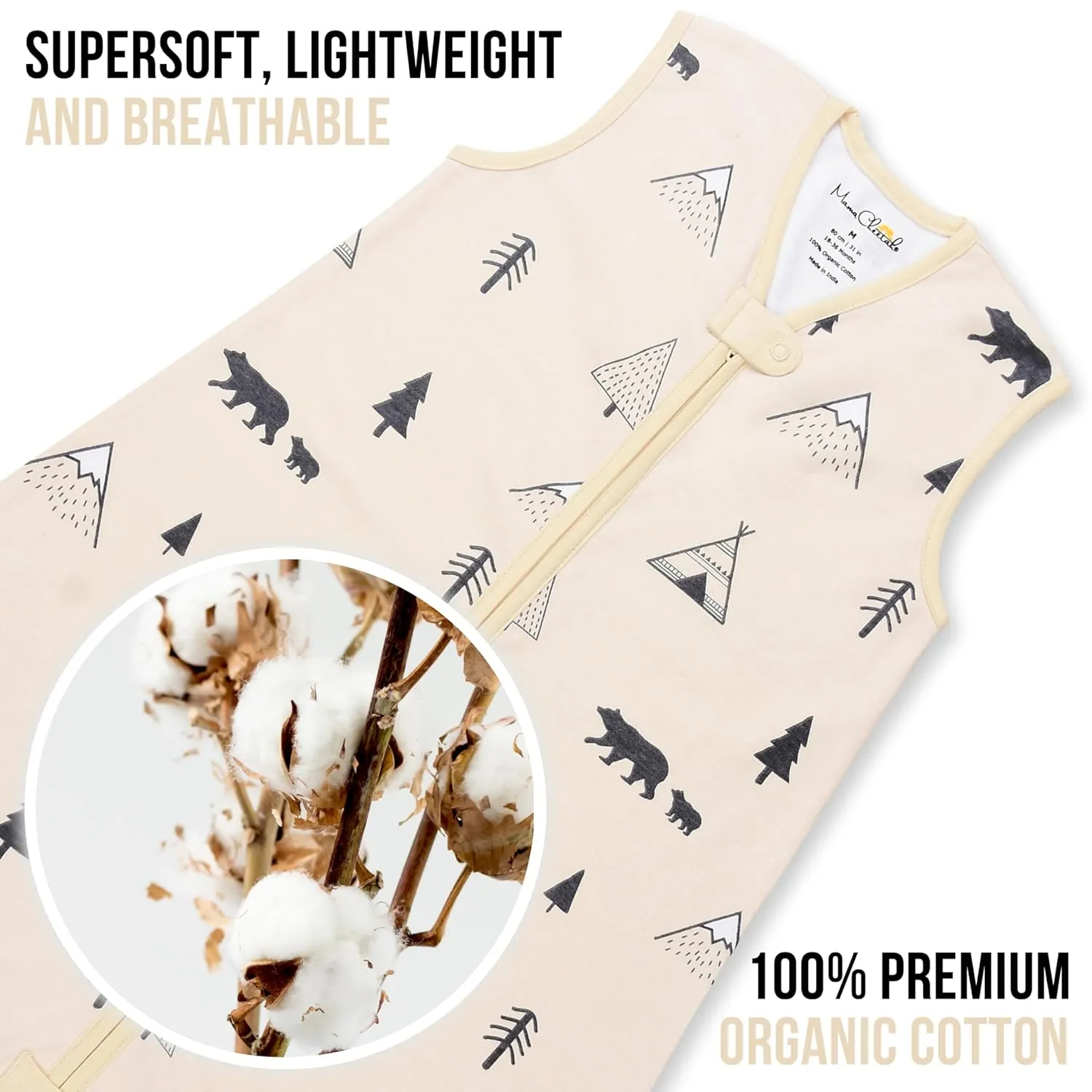 Mama Cheetah Toddler Sleep Sack with Feet 2T, 0.5 TOG Organic Cotton Baby Wearable Blankets with Legs, Baby Sleeping Bag for Walkers, Early Walker Medium