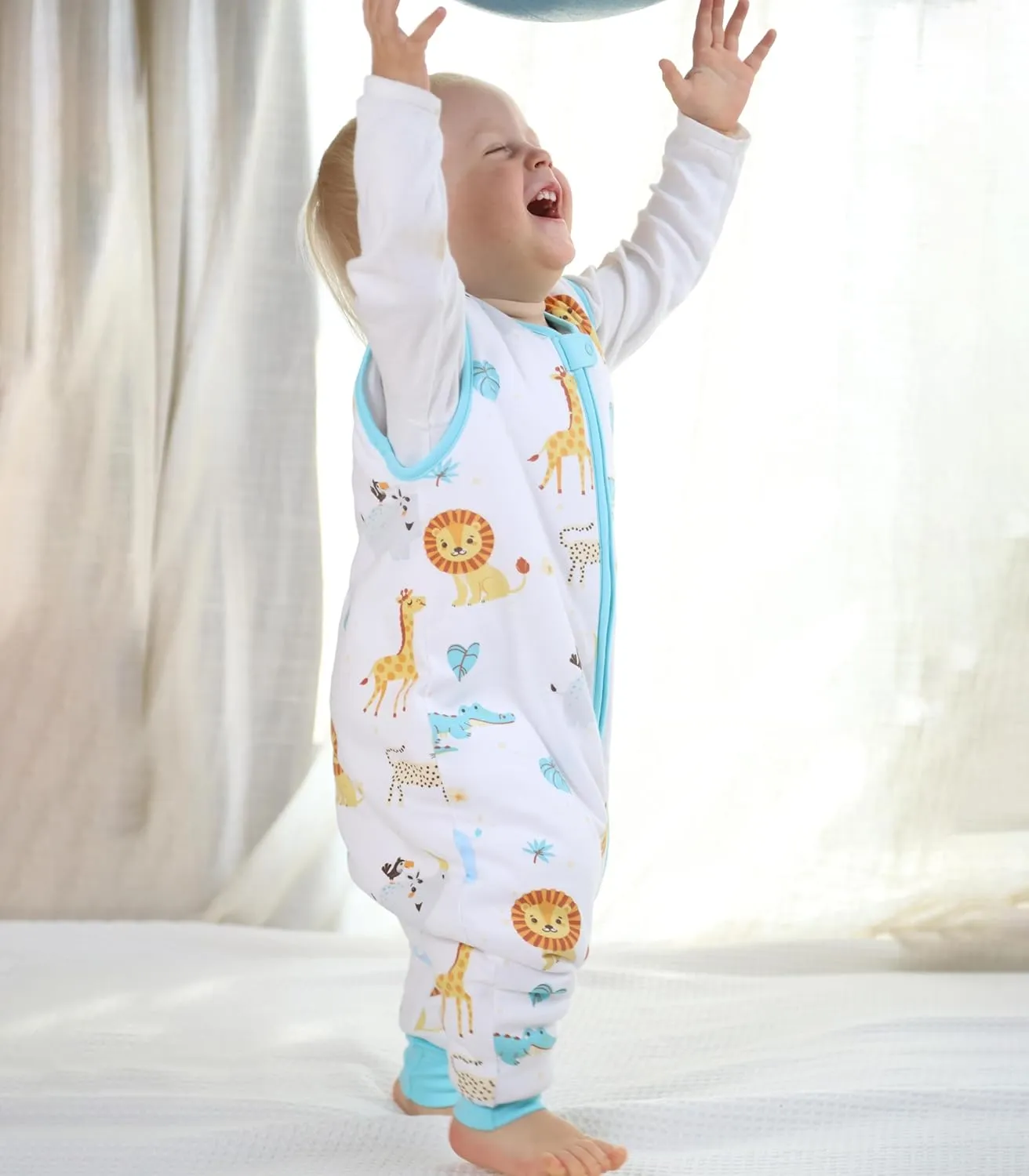 Mama Cheetah Toddler Sleep Sack with Feet 2T, 0.5 TOG Organic Cotton Baby Wearable Blankets with Legs, Baby Sleeping Bag for Walkers, Early Walker Medium