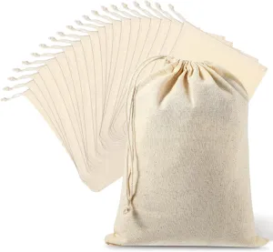 MAQUITA 20 Pieces 8 x 10 Inches Muslin Bags Cotton Drawstring Bags Canvas Linen Bag Sachet Bag Reusable Empty Gift Pouch for Party Home Supplies