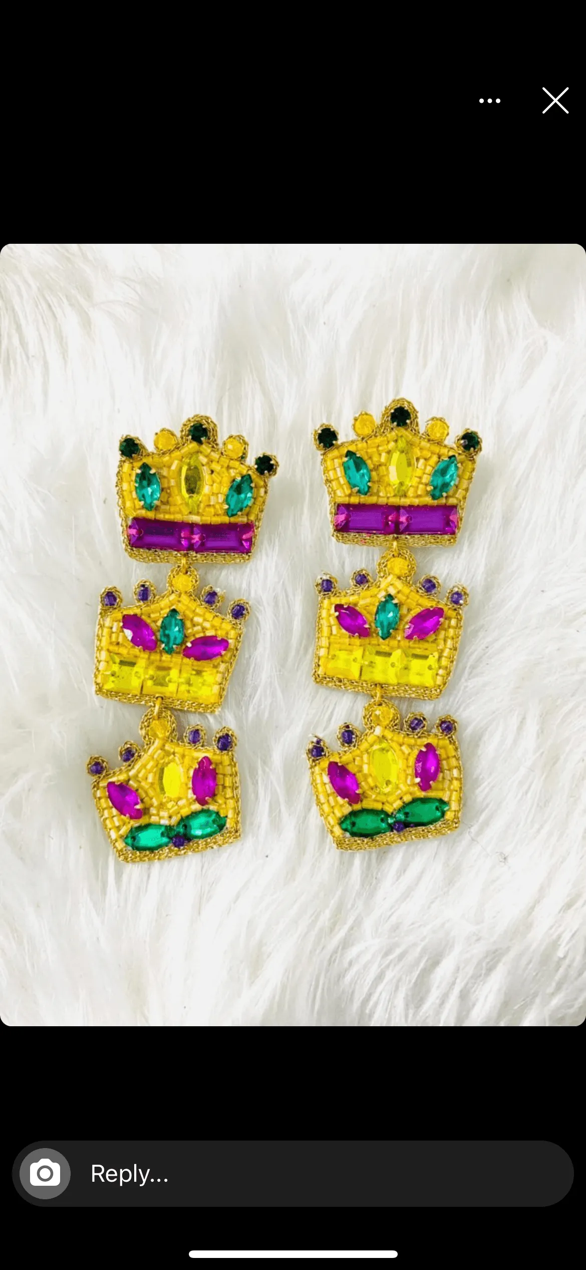 Mardi Gras New Orleans Crown Beaded Earrings