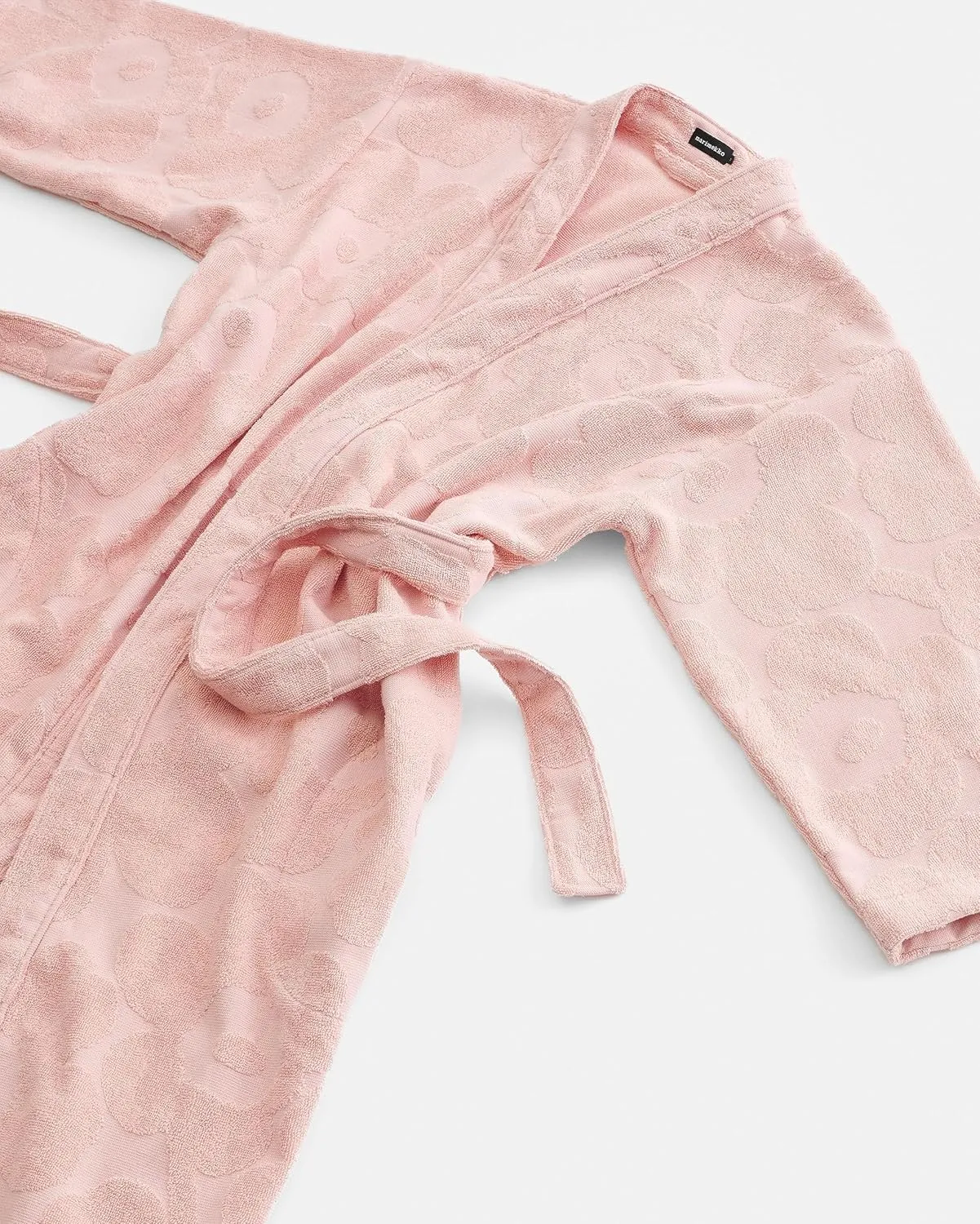 MARIMEKKO Pieni Unikko Terry Cotton Bathrobe (Powder Pink) – Floral Patterned Bathrobe – 46 in x 23 in (S/M)