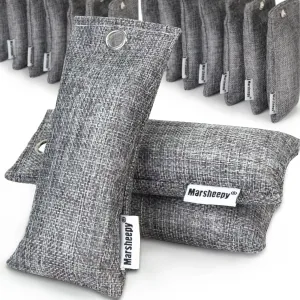 Marsheepy 24 Pack Activated Bamboo Charcoal Bags for Car Closet Shoe Home Basement Litter Box Cigarette Smoke Gym Bag (24 Packs×50g)