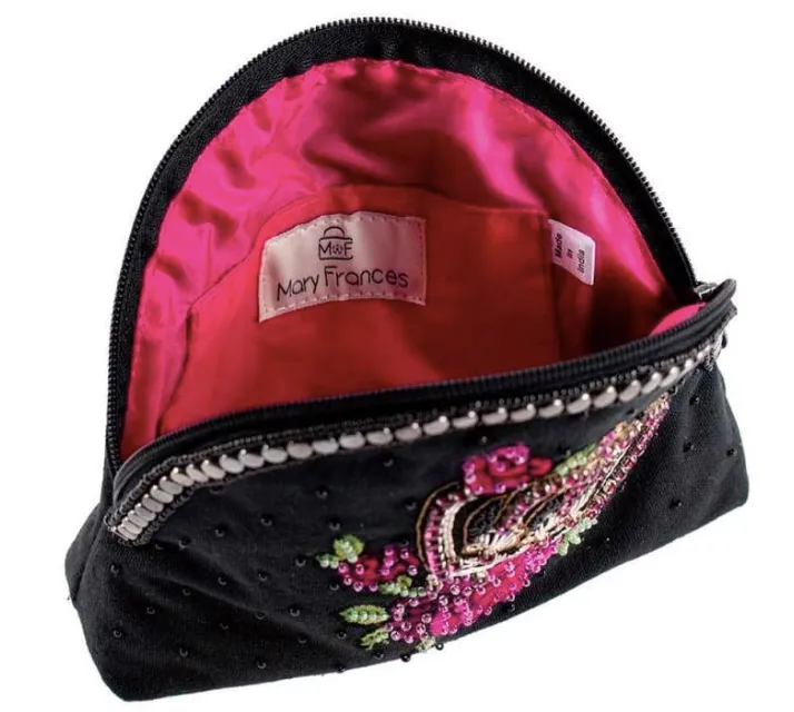 Mary Frances Queen of Everything Beaded Crossbody Makeup Bag