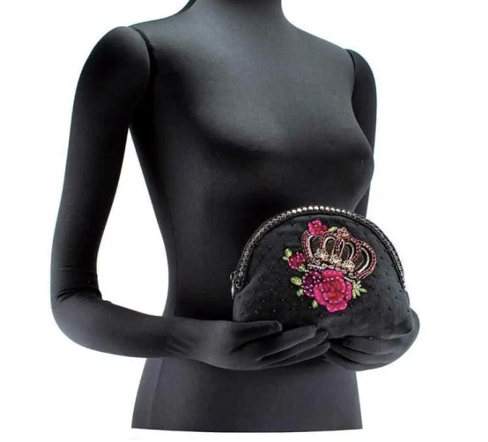 Mary Frances Queen of Everything Beaded Crossbody Makeup Bag