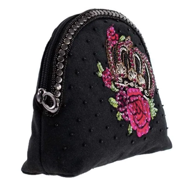 Mary Frances Queen of Everything Beaded Crossbody Makeup Bag