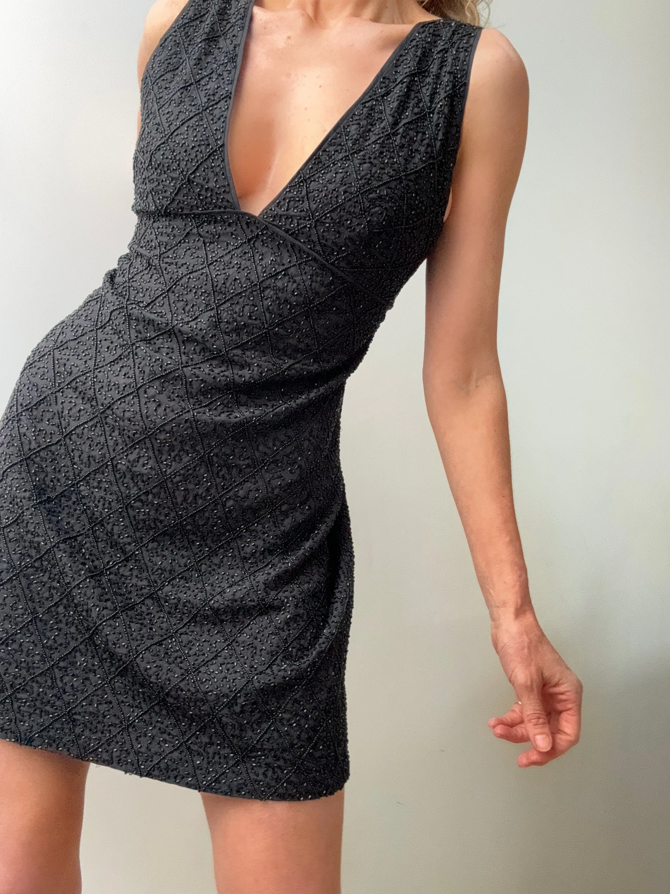 Massimo Dutti Black Beaded dress